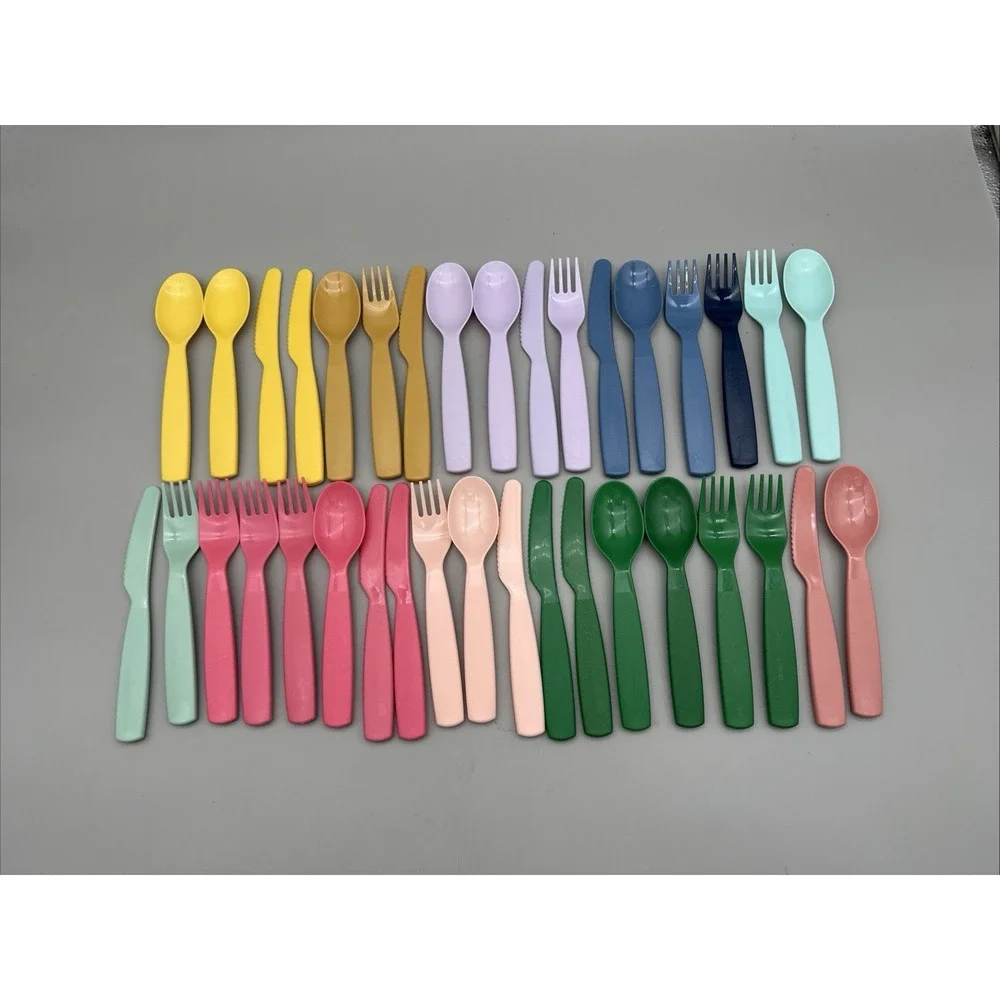Pillowfort Kids Plastic Utensil Lot 36pc Fork Spoon Knife Mixed Colors